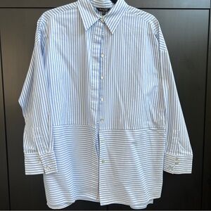 Massimo Dutti Light Blue & White Striped Cotton Button-Down Shirt Women’s US 4